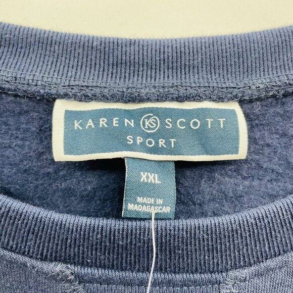 Karen Scott Womens Size XXL Long Sleeve Fleece Crewneck Sweatshirt in Blue - Picture 5 of 7
